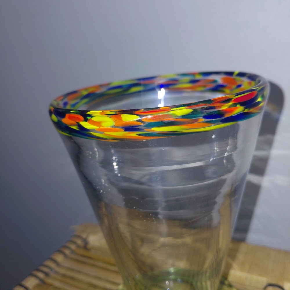 Colorful Glass Vase with Multicolor Rim - Picture 2 of 9